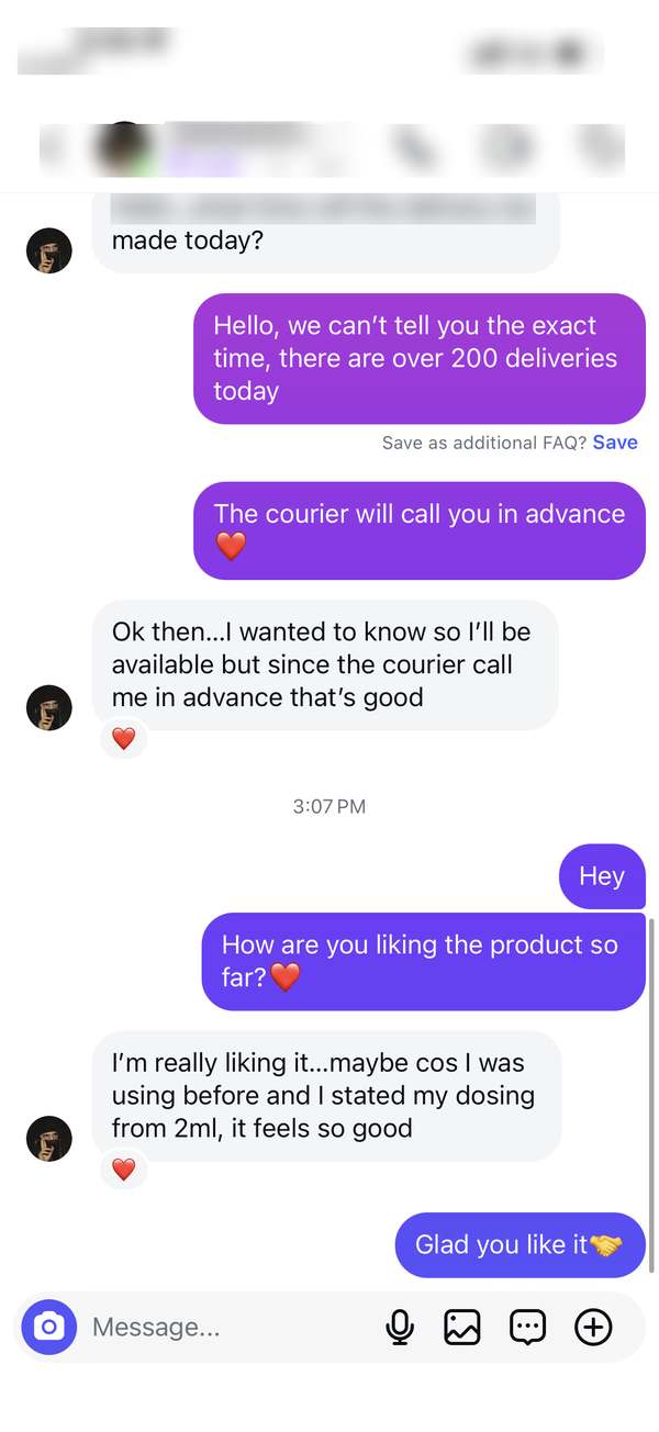 Customer testimonial screenshot