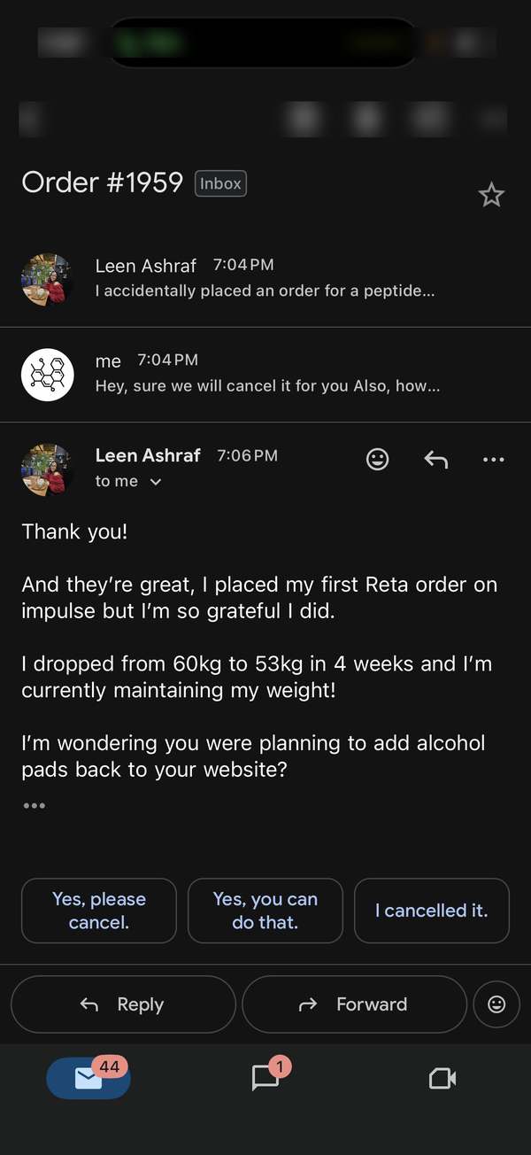 Customer testimonial screenshot