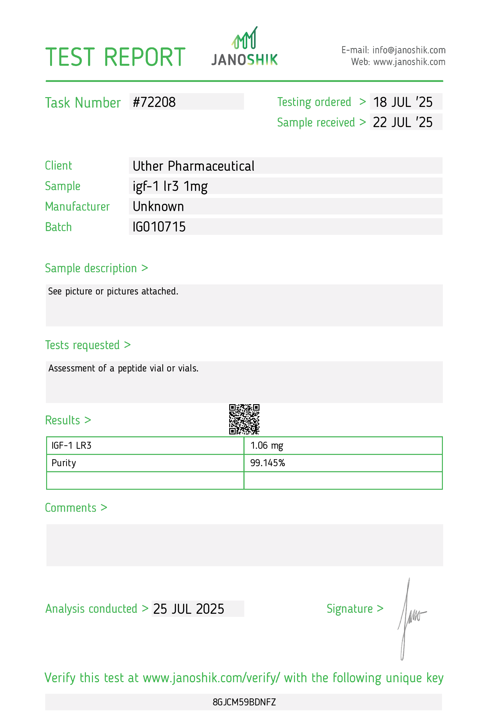 igf 1 lr3 results IGF-1 1mg Size:15ml Glass Dropper Bottle Full article: Glutathione as DTB